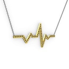 Kalp Ritmi Kolye - Dumanlı kuvars 14 ayar altın kolye (40 cm gümüş rolo zincir) #cyg2vb