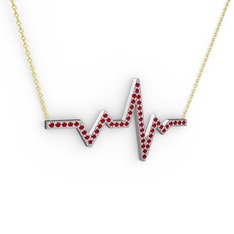 Kalp Ritmi Kolye - Garnet 18 ayar beyaz altın kolye (40 cm altın rolo zincir) #dx2qz0