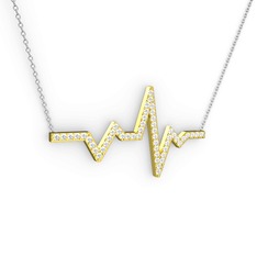 Swarovski 18 ayar altın kolye (40 cm gümüş rolo zincir)