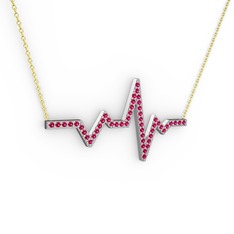 Kalp Ritmi Kolye - Rodolit garnet 18 ayar beyaz altın kolye (40 cm altın rolo zincir) #gqjk7p