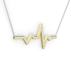 Kalp Ritmi Kolye - Beyaz zirkon 14 ayar altın kolye (40 cm gümüş rolo zincir) #hqjeyp