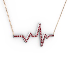 Kalp Ritmi Kolye - Garnet 925 ayar gümüş kolye (40 cm rose altın rolo zincir) #jz0tjb
