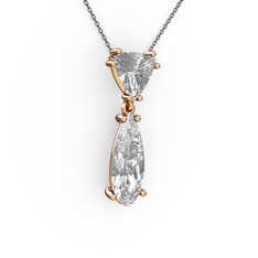 Arowana Kolye - Beyaz zirkon 18 ayar rose altın kolye (40 cm gümüş rolo zincir) #13cumr6