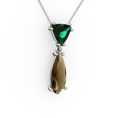 Arowana Kolye - Yeşil kuvars ve dumanlı kuvars 925 ayar gümüş kolye (40 cm beyaz altın rolo zincir) #17gxbrv
