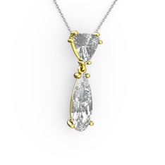 Swarovski ve beyaz zirkon 14 ayar altın kolye (40 cm beyaz altın rolo zincir)