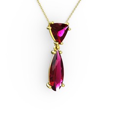 Rodolit garnet 14 ayar altın kolye (40 cm altın rolo zincir)