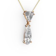 Arowana Kolye - Swarovski ve beyaz zirkon 18 ayar rose altın kolye (40 cm altın rolo zincir) #1d2cktq