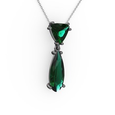 Arowana Kolye - Yeşil kuvars 925 ayar siyah rodyum kaplama gümüş kolye (40 cm gümüş rolo zincir) #1eh5sjj