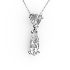 Arowana Kolye - Beyaz zirkon ve swarovski 14 ayar beyaz altın kolye (40 cm beyaz altın rolo zincir) #1rlzrco