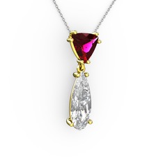 Arowana Kolye - Rodolit garnet ve swarovski 14 ayar altın kolye (40 cm beyaz altın rolo zincir) #cvm4vg