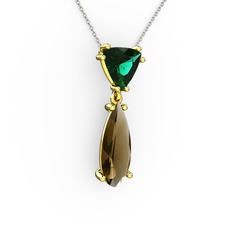 Arowana Kolye - Yeşil kuvars ve dumanlı kuvars 18 ayar altın kolye (40 cm beyaz altın rolo zincir) #i3o28u