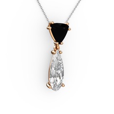 Siyah zirkon ve swarovski 18 ayar rose altın kolye (40 cm gümüş rolo zincir)