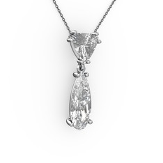 Swarovski 14 ayar beyaz altın kolye (40 cm gümüş rolo zincir)