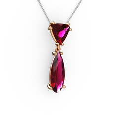 Arowana Kolye - Rodolit garnet 18 ayar rose altın kolye (40 cm beyaz altın rolo zincir) #zuzeft