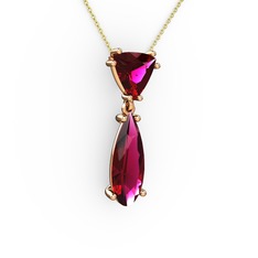 Arowana Kolye - Rodolit garnet 14 ayar rose altın kolye (40 cm altın rolo zincir) #zz32rj