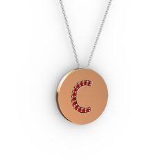 Garnet 925 ayar rose altın kaplama gümüş kolye (40 cm gümüş rolo zincir)