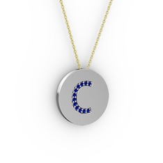 C Baş Harf Kolye - Lab safir 925 ayar gümüş kolye (40 cm gümüş rolo zincir) #dhwnix
