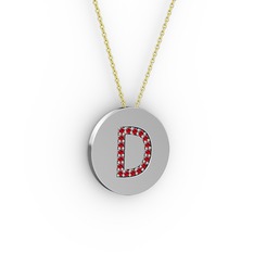 Garnet 925 ayar gümüş kolye (40 cm altın rolo zincir)