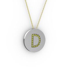 Peridot 14 ayar beyaz altın kolye (40 cm altın rolo zincir)