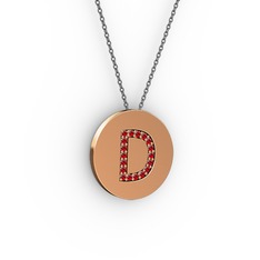 D Baş Harf Kolye - Garnet 8 ayar rose altın kolye (40 cm gümüş rolo zincir) #1y8esxz