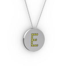 E Baş Harf Kolye - Peridot 925 ayar gümüş kolye (40 cm gümüş rolo zincir) #18duiyw