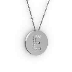 E Baş Harf Kolye - Swarovski 18 ayar beyaz altın kolye (40 cm gümüş rolo zincir) #1bf0juk