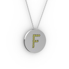 F Baş Harf Kolye - Peridot 925 ayar gümüş kolye (40 cm gümüş rolo zincir) #1oas4qz