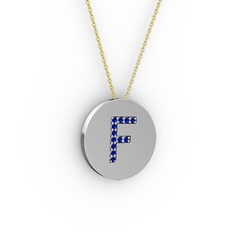 F Baş Harf Kolye - Lab safir 925 ayar gümüş kolye (40 cm altın rolo zincir) #1qvqqx6
