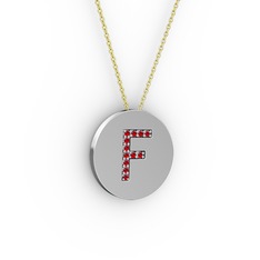Garnet 925 ayar gümüş kolye (40 cm altın rolo zincir)