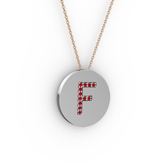 Garnet 8 ayar beyaz altın kolye (40 cm gümüş rolo zincir)