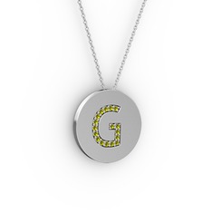 G Baş Harf Kolye - Peridot 925 ayar gümüş kolye (40 cm gümüş rolo zincir) #7xn9eg