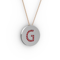 G Baş Harf Kolye - Garnet 925 ayar gümüş kolye (40 cm gümüş rolo zincir) #ajpw8b