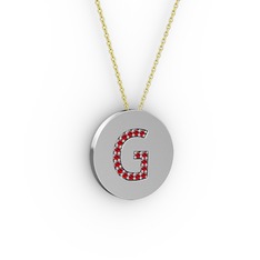 G Baş Harf Kolye - Garnet 925 ayar gümüş kolye (40 cm gümüş rolo zincir) #dt2n88
