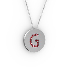 G Baş Harf Kolye - Garnet 925 ayar gümüş kolye (40 cm gümüş rolo zincir) #jmv9fy