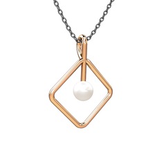 Inci 8 ayar rose altın kolye (40 cm gümüş rolo zincir)