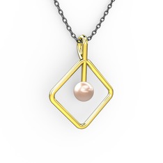Perla İnci Kolye - Pembe inci 14 ayar altın kolye (40 cm gümüş rolo zincir) #1ejk9z1