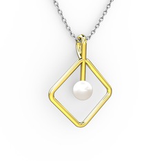 Perla İnci Kolye - Inci 925 ayar altın kaplama gümüş kolye (40 cm beyaz altın rolo zincir) #1g1dgjh