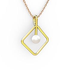 Perla İnci Kolye - Inci 925 ayar altın kaplama gümüş kolye (40 cm rose altın rolo zincir) #1kr5euj