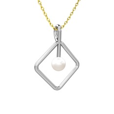 Perla İnci Kolye - Inci 8 ayar beyaz altın kolye (40 cm altın rolo zincir) #1q6gd7d