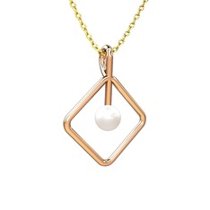 Perla İnci Kolye - Inci 14 ayar rose altın kolye (40 cm altın rolo zincir) #1rk6a8o