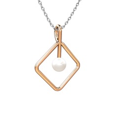 Inci 925 ayar rose altın kaplama gümüş kolye (40 cm beyaz altın rolo zincir)