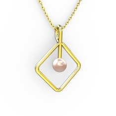 Perla İnci Kolye - Pembe inci 18 ayar altın kolye (40 cm altın rolo zincir) #erizri