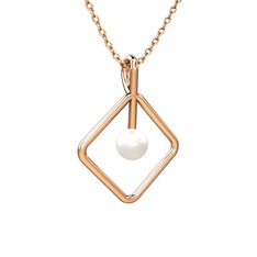 Perla İnci Kolye - Inci 8 ayar rose altın kolye (40 cm rose altın rolo zincir) #k0s5ja