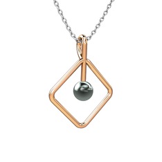 Perla İnci Kolye - Siyah inci 18 ayar rose altın kolye (40 cm gümüş rolo zincir) #oaf7wa