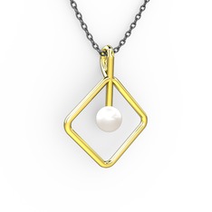 Perla İnci Kolye - Inci 8 ayar altın kolye (40 cm gümüş rolo zincir) #y089yy
