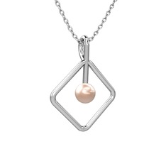 Perla İnci Kolye - Pembe inci 925 ayar gümüş kolye (40 cm beyaz altın rolo zincir) #zjwh0z