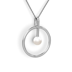 Bilas İnci Kolye - Inci 18 ayar beyaz altın kolye (40 cm gümüş rolo zincir) #17qj9nm