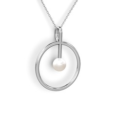 Bilas İnci Kolye - Inci 18 ayar beyaz altın kolye (40 cm beyaz altın rolo zincir) #1ajh94