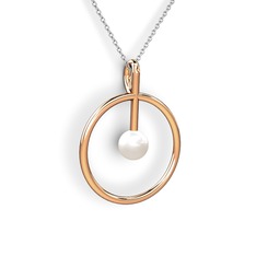 Inci 14 ayar rose altın kolye (40 cm beyaz altın rolo zincir)