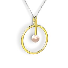 Bilas İnci Kolye - Pembe inci 18 ayar altın kolye (40 cm beyaz altın rolo zincir) #avkrnj